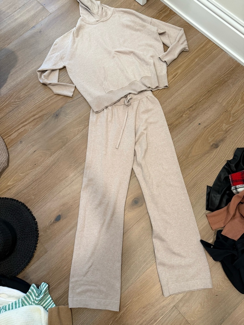 nuuds Neutral Beige Wide-Leg Knit set